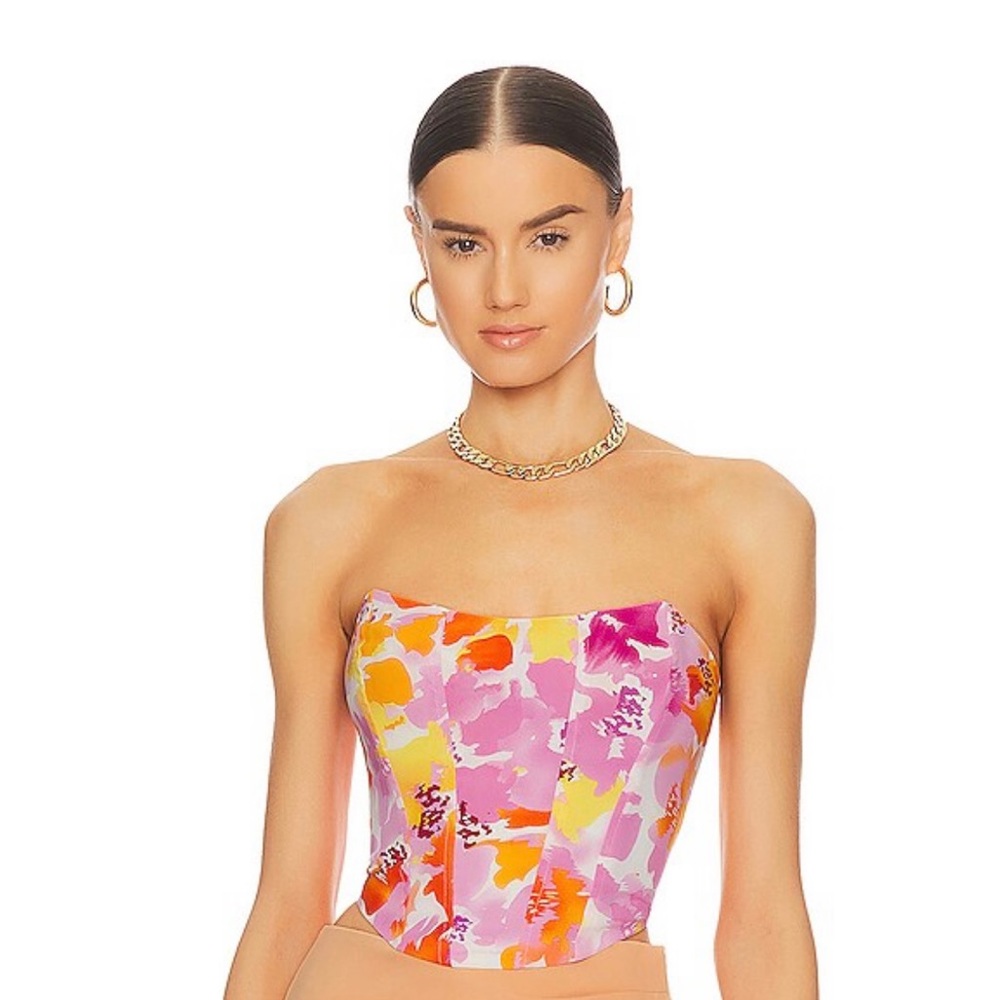 Kyra Strapless Top in Pink Multi - Size Small - Worn Once - True to Size